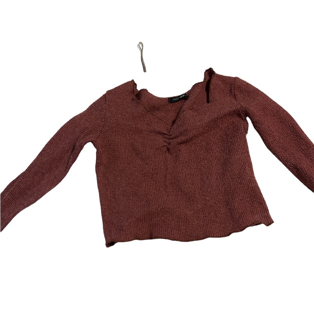 Peach pink long sleeve crop top